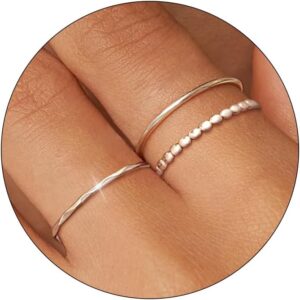 TLY Gold Silver Rings for Women Non Tarnish Dainty Thumb Stackable Ring Set 18K Gold Plated Thin Cute Knuckle Pinky Finger Rings Promise Engagement Wedding Band Rings Size 5 6 7 8 9 10 Trendy Jewelry Gift for Women