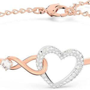 Swarovski Infinity Heart Jewelry Collection, Necklaces and Bracelets, Rose Gold & Rhodium Tone Finish, Clear Crystals