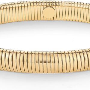 PAVOI Stainless Steel 14K Gold Plated Waterproof Flexible Stretch Chunky Bangle for Women | Cobra Bracelet