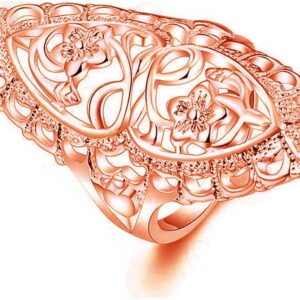 Rings for Women 18K Gold/Sterling Silver/Rose Gold Plated Chunky Full Finger Style Wide Band Womens Rings for Cocktail Party Birthday Gifts Statement Ring for Woman