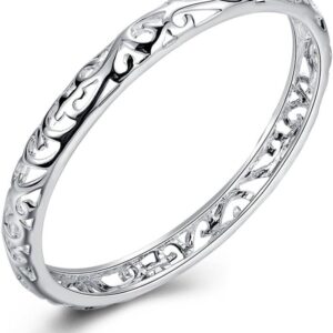 KACON Sterling Silver Bangle Bracelet, Fashion Simple Open Bangles Cuff bracelets for Women