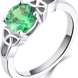 YL Celtic Knot Rings for Women 925 Sterling Silver Birthstones 18k White Gold Plated Statement Rings