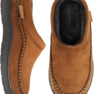 Zigzagger Men’s Slip On Moccasin Slippers, Indoor/Outdoor Warm Fuzzy Comfy House Shoes, Fluffy Wide Loafer Slippers