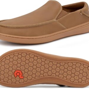 Pulltop Men’s Barefoot Wide Toe Box Shoes – Zero Drop Leather Slip On Dress Shoes Non Slip Walking Shoes for Men