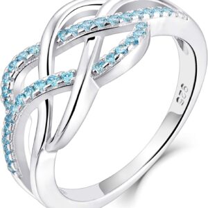 YL Celtic Knot Rings 925 Sterling Silver Twisted Knot Ring 18k White Gold Plated Infinity Statement Rings