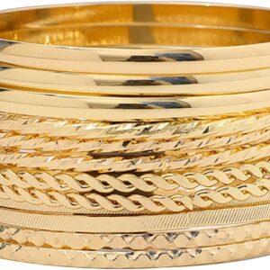 FUNOJOY Gold Bangle Bracelets for Women,14K Gold Plated Boho Indian Multi Stackable Bracelets Gold Bangles For Women Jewelry Gifts