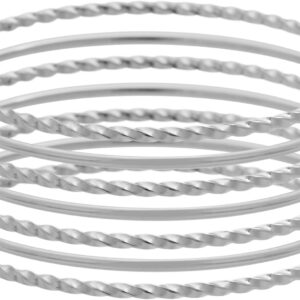 Edforce Stainless Steel Women’s Twisted Thin Round Stackable Bangle Bracelet, Set of 7