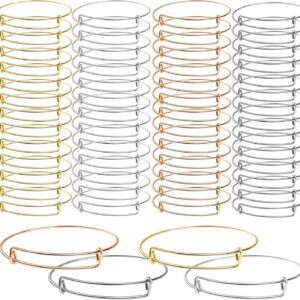 UPINS 60 Pcs Expandable Bangle Bracelets, Adjustable Stainless Steel Wire Blank Bracelets Bulk for Women DIY Jewelry Making 2.6inches