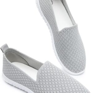 BABUDOG Women’s Mesh Flats Shoes Breathable Slip on Shoes Casual Black and White Flats Comfortable Walking Shoes
