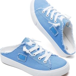 BENPAO Women’s Slip on Sneakers Canvas Slip ons Shoes Fashion Comfortable Mules Womens Non Slip Loafers Casual Backless Shoes